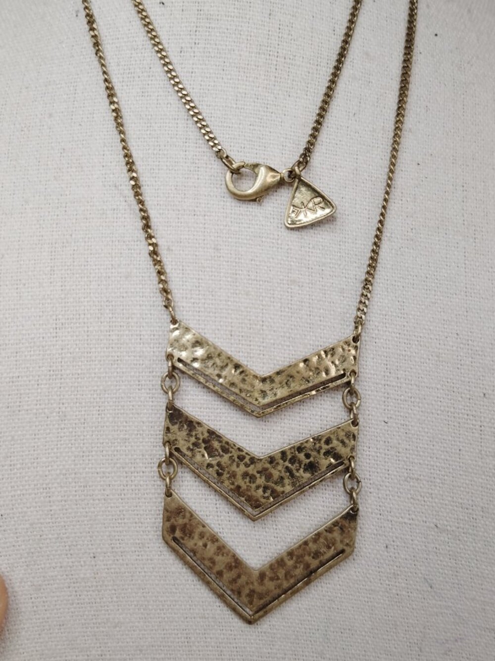 Silpada Chevron Plunge Hammered Brass Long Necklace – 28" Style KRN0042